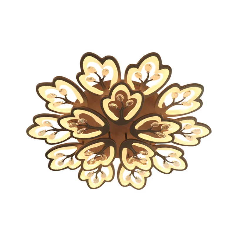 Café 12/15 lumières plafonnier style moderne acrylique floral plafonnier en chaud/blanc/3 couleurs de lumière, 37,5"/41" d...