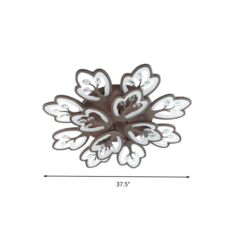 Café 12/15 lumières plafonnier style moderne acrylique floral plafonnier en chaud/blanc/3 couleurs de lumière, 37,5"/41" d...