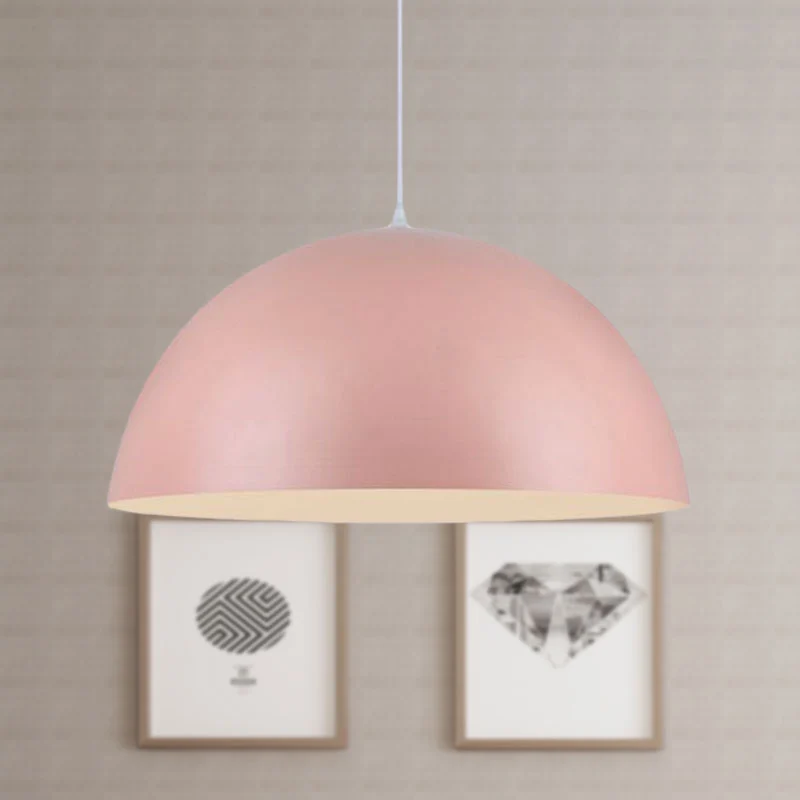 Éclairage suspendu en forme de bol de Style nordique, 1 lumière suspendue en aluminium rose/jaune pour le salon
