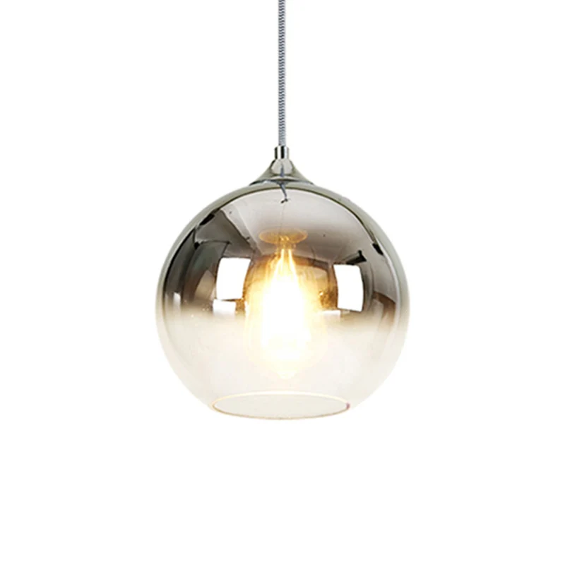 Éclairage suspendu Globe 8 "/10"/12 "W, verre nordique, 1 lumière argent/or/or Rose