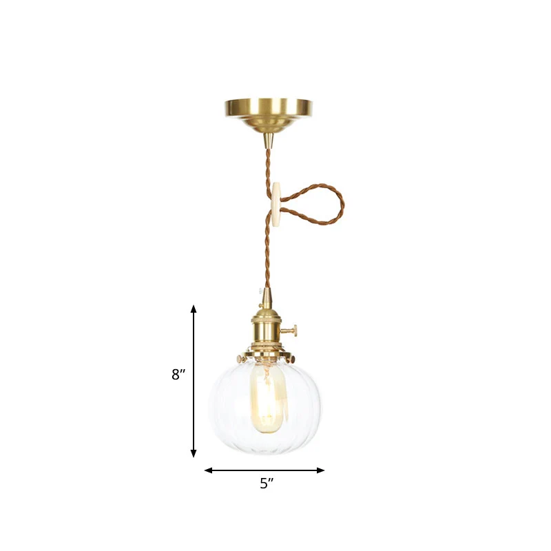 Éclairage suspendu Globe de Style Vintage, verre diaphane, 1 lumière, luminaire suspendu pour Foyer