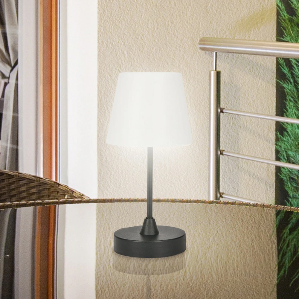 Lampe à poser LED accumulateur d'extérieur Campi, intensité variable, noir