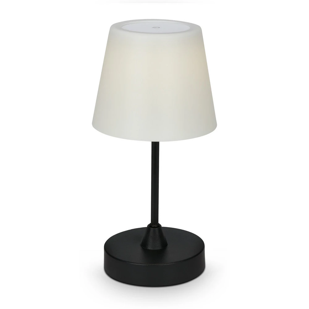 Lampe à poser LED accumulateur d'extérieur Campi, intensité variable, noir