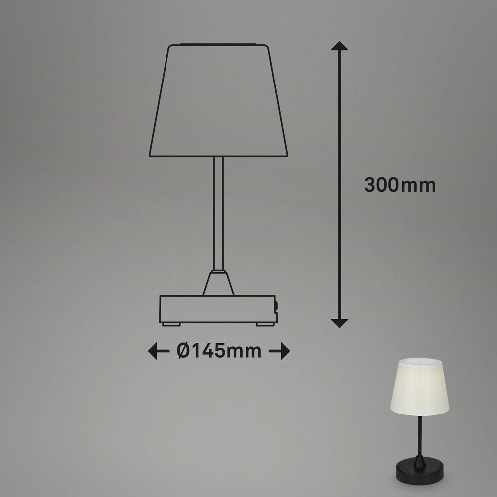 Lampe à poser LED accumulateur d'extérieur Campi, intensité variable, noir