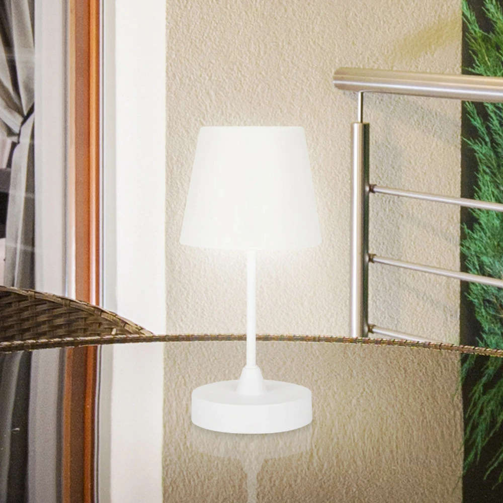 Lampe à poser LED accumulateur d'extérieur Campi, intensité variable, blanc