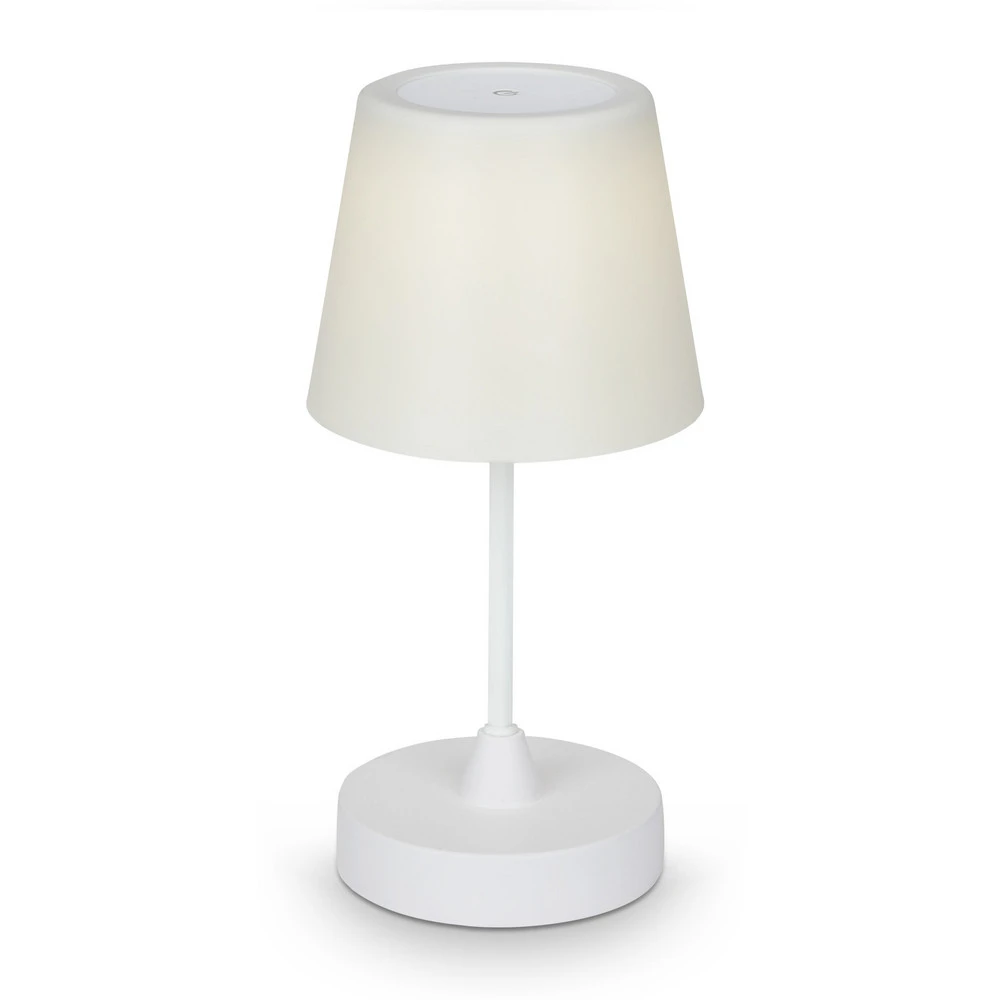 Lampe à poser LED accumulateur d'extérieur Campi, intensité variable, blanc
