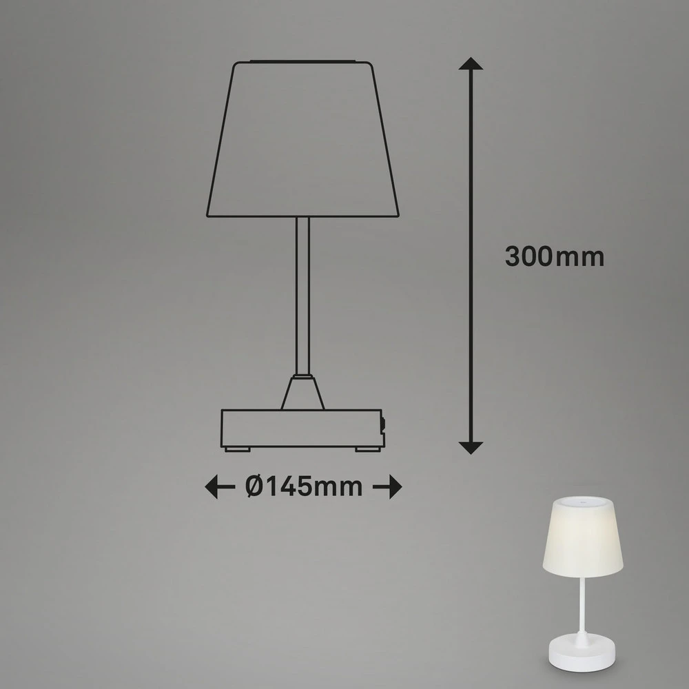 Lampe à poser LED accumulateur d'extérieur Campi, intensité variable, blanc