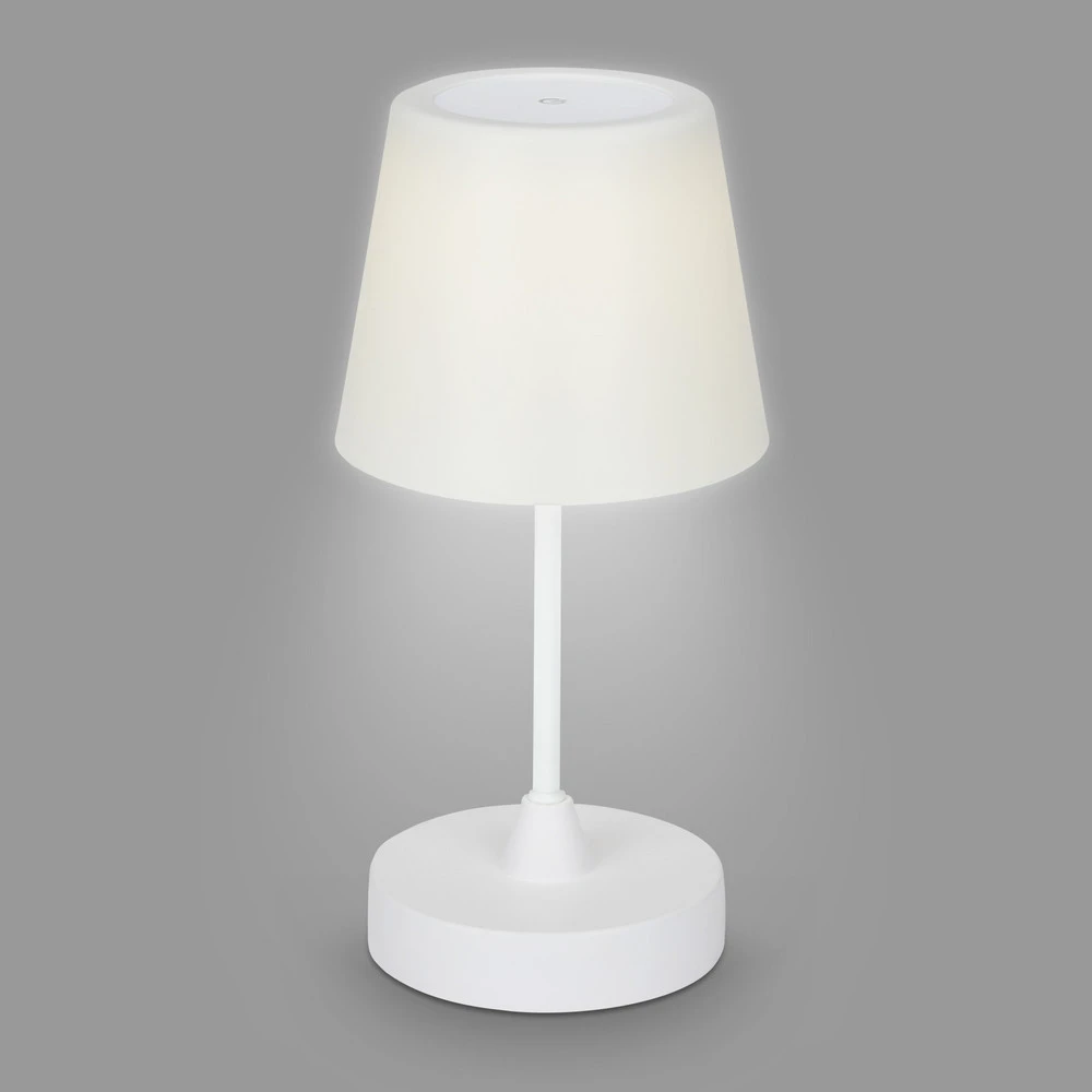 Lampe à poser LED accumulateur d'extérieur Campi, intensité variable, blanc
