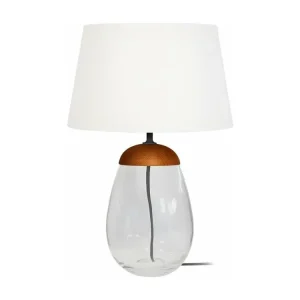Lampe poser ovale verre ,foncé,écru 46 cm.
