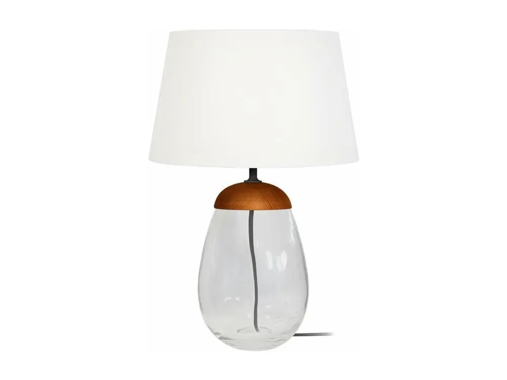 Lampe poser ovale verre ,foncé,écru 46 cm.