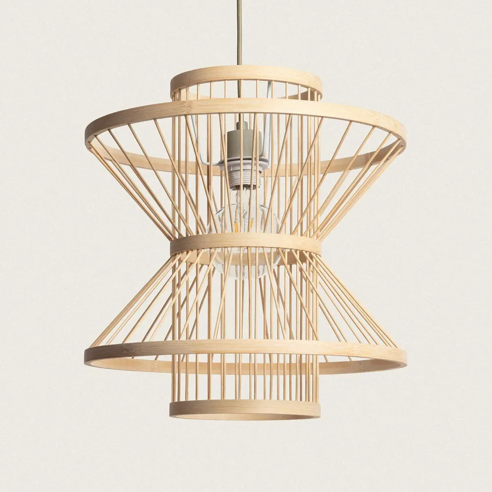 Lampe à suspendre en bambou avec éclairage LED Namibie