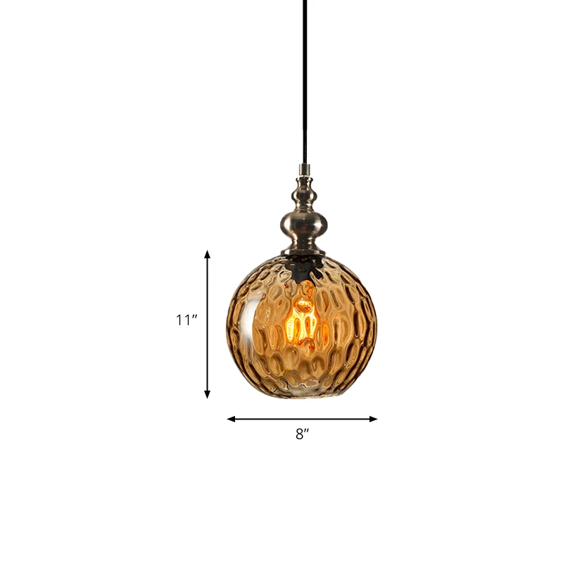 Lampe suspendue à abat-jour global de 8 "/ 10" W, actuel et élégante, verre alvéolé clair/gris fumé, 1 lampe suspendue pou...