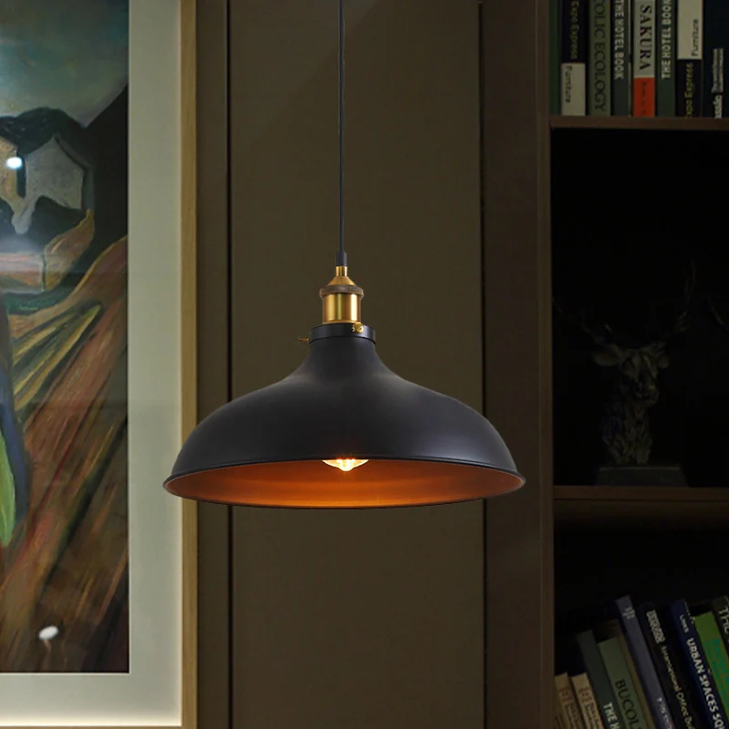 Lampe suspendue à 1 ampoule, plafonnier en métal de Style Classique, noir/blanc, pour Restaurant