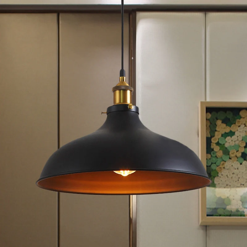 Lampe suspendue à 1 ampoule, plafonnier en métal de Style Classique, noir/blanc, pour Restaurant