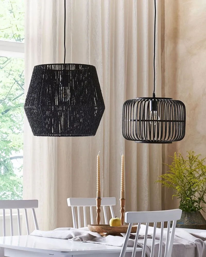Lampe suspendue en bambou noir MACHEKE