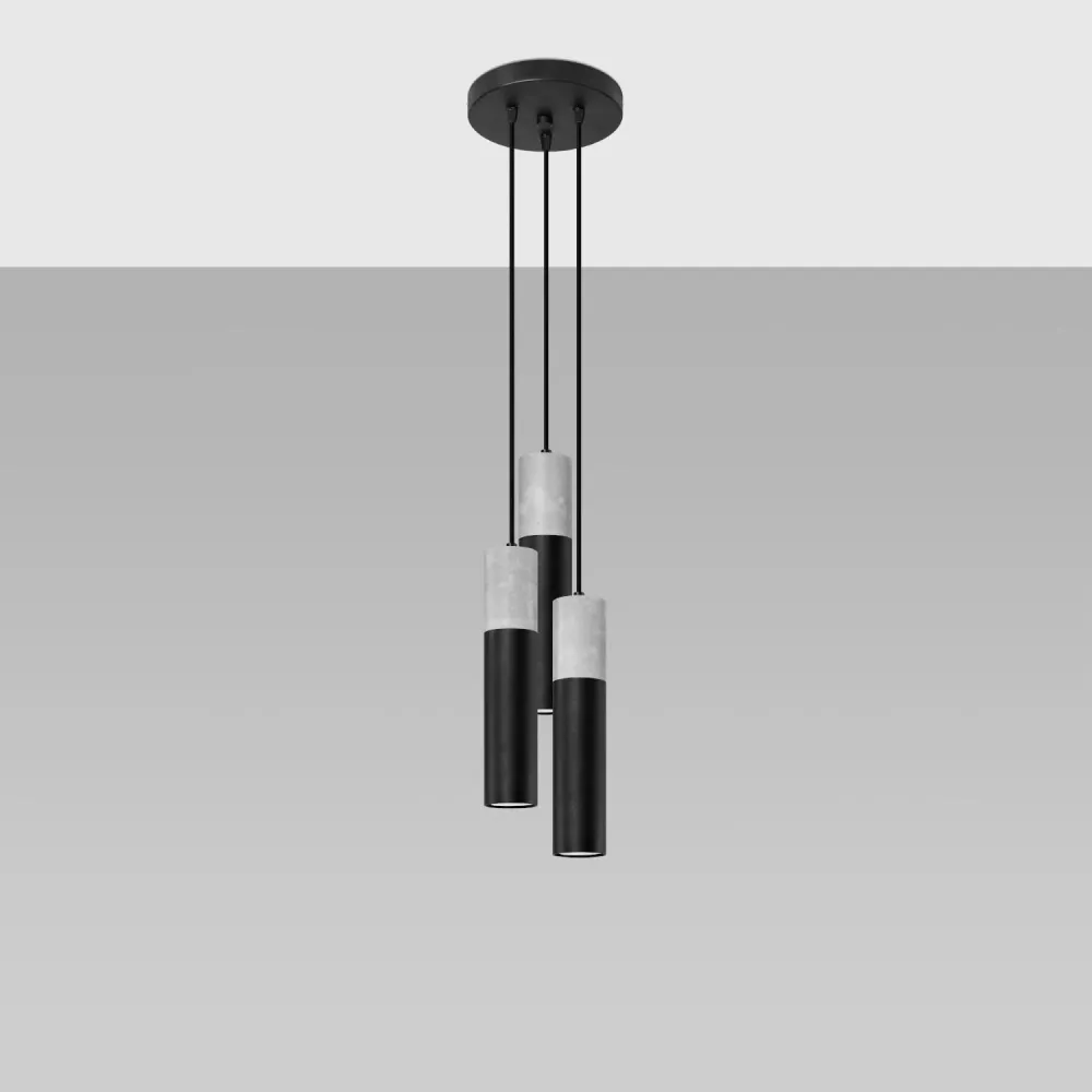 Lampe suspendue Borgio 3P SOLLUX en béton avec éclairage LED