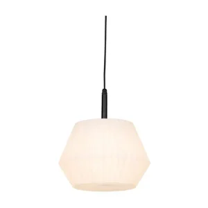 Lampe suspendue d'extérieur noire avec abat-jour blanc 33 cm IP44 - Robbert
