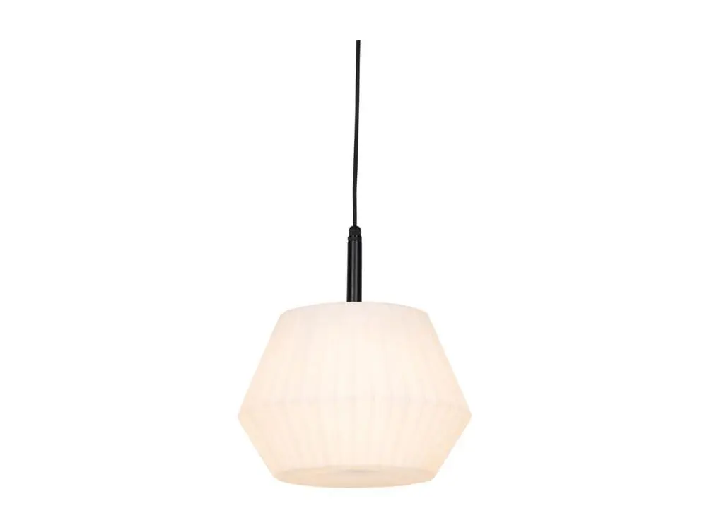 Lampe suspendue d'extérieur noire avec abat-jour blanc 33 cm IP44 - Robbert