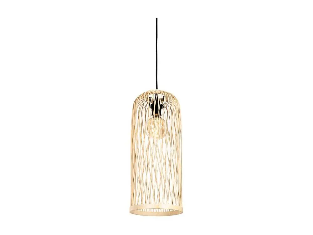 Lampe suspendue d'extérieur rurale en rotin 3 lumières - Calamus