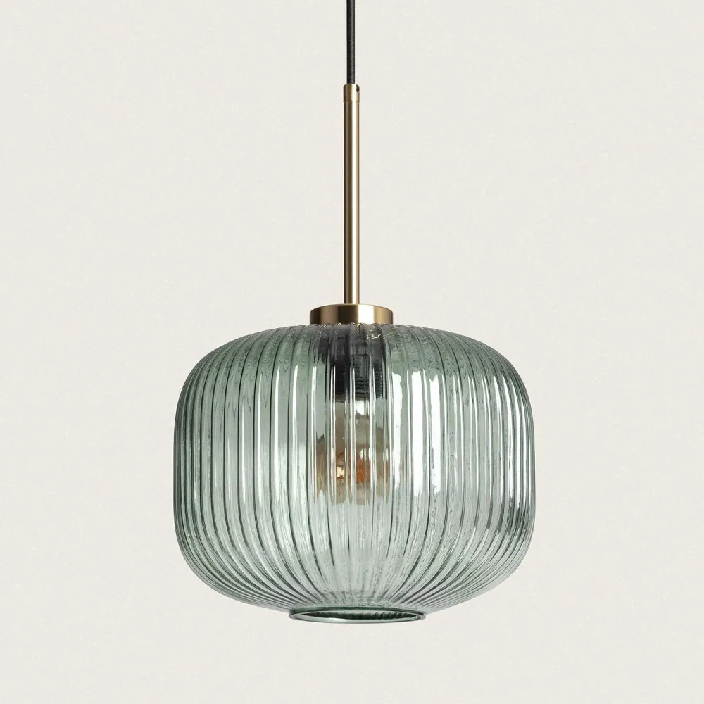 Lampe suspendue Edwin avec éclairage LED et verre