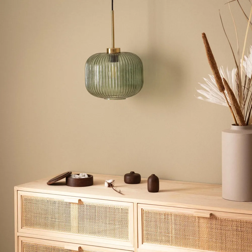 Lampe suspendue Edwin avec éclairage LED et verre