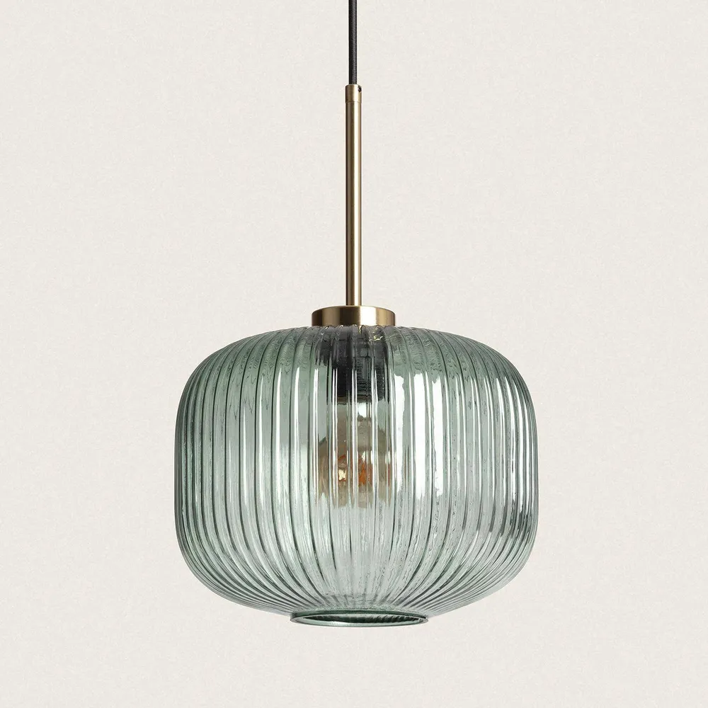 Lampe suspendue Edwin avec éclairage LED et verre