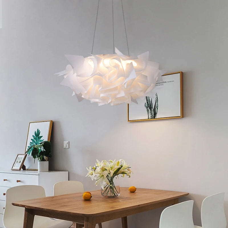 Lampe suspendue en forme de dôme en acrylique, novateur, 1 lumière, blanc/marron, avec motif floral
