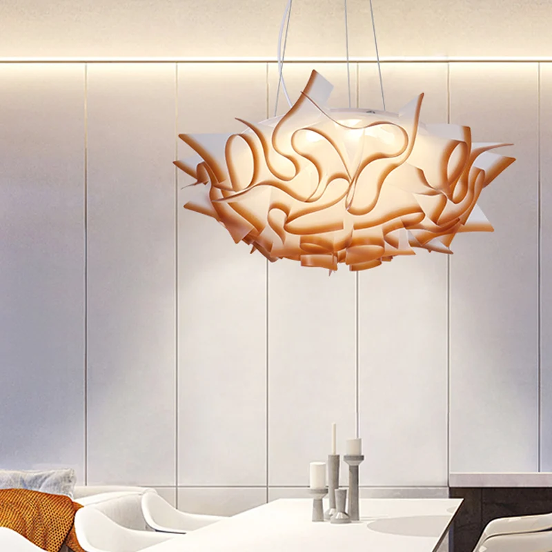 Lampe suspendue en forme de dôme en acrylique, novateur, 1 lumière, blanc/marron, avec motif floral