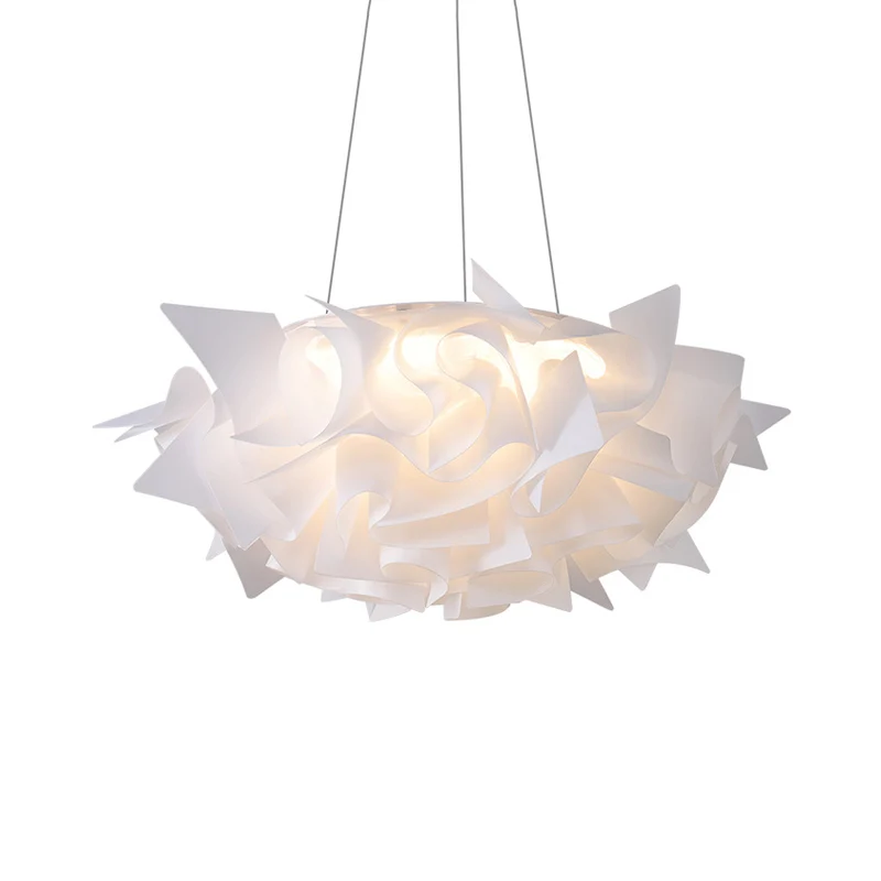 Lampe suspendue en forme de dôme en acrylique, novateur, 1 lumière, blanc/marron, avec motif floral