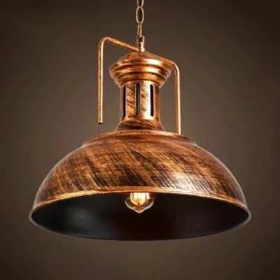 Lampe suspendue en forme de dôme de 13 "/ 16" de étendu, style industriel, lampe suspendue en métal à 1 lumière en argent...