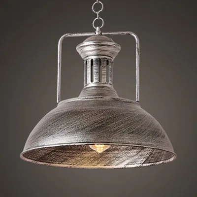 Lampe suspendue en forme de dôme de 13 "/ 16" de étendu, style industriel, lampe suspendue en métal à 1 lumière en argent...