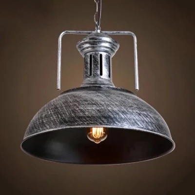 Lampe suspendue en forme de dôme de 13 "/ 16" de étendu, style industriel, lampe suspendue en métal à 1 lumière en argent...