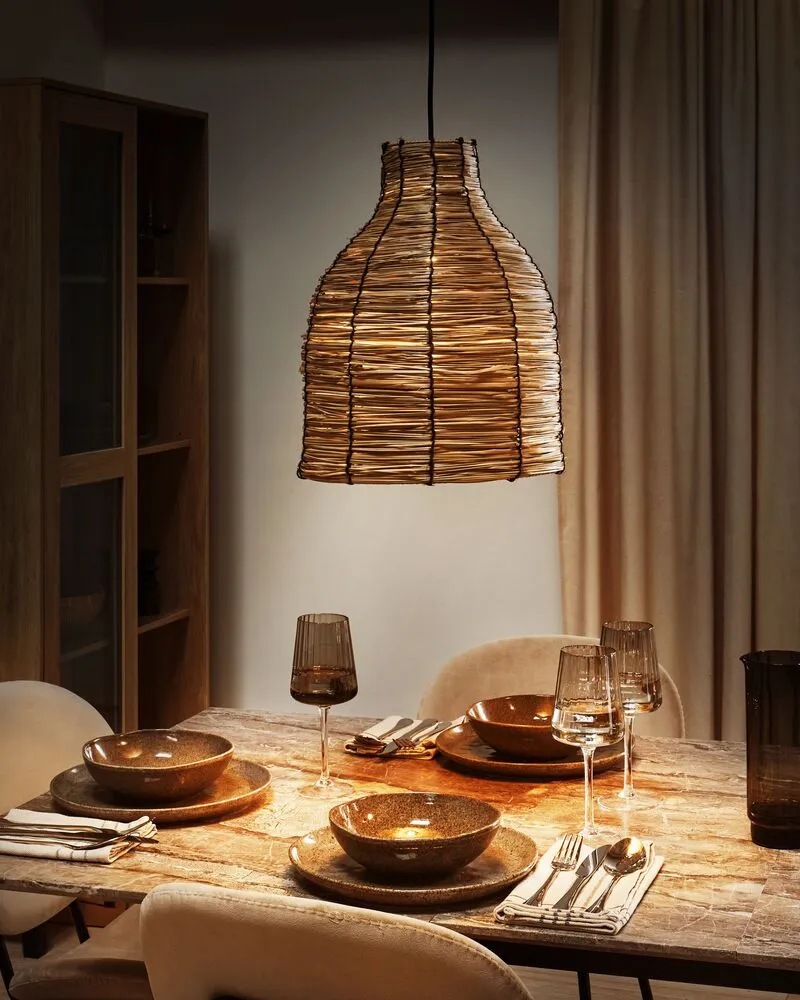 Lampe suspendue en herbier marin naturel KELAKAS