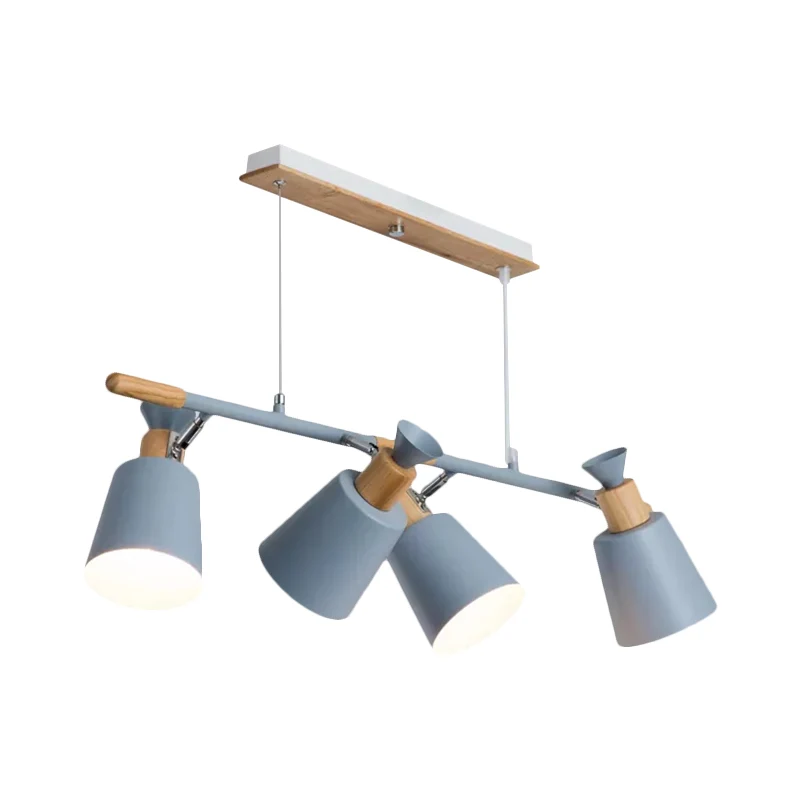 Lampe suspendue en métal à 4 lumières, style nordique vert/gris/blanc, avec abat-jour conique, pour cuisine et salle à manger