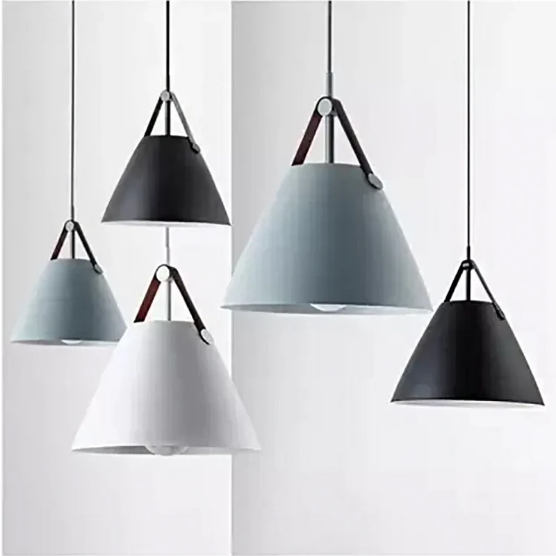 Lampe suspendue nordique à suspension basique Frustum gris/blanc/noir de 10,5 "/14" de largeur avec abat-jour en métal et...