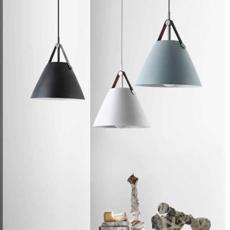 Lampe suspendue nordique à suspension basique Frustum gris/blanc/noir de 10,5 "/14" de largeur avec abat-jour en métal et...