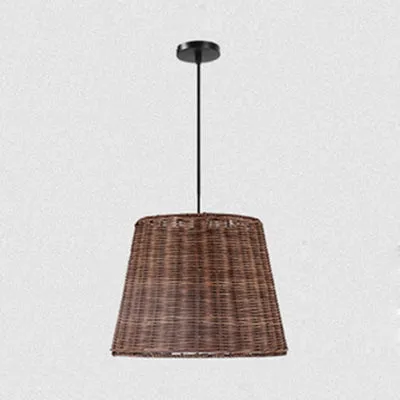Lampe suspendue de Restaurant à 1/3 têtes avec abat-jour en rotin conique, lampe à suspension marron élégante de campagne