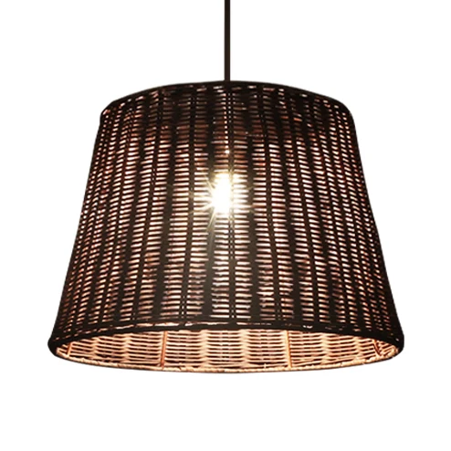 Lampe suspendue de Restaurant à 1/3 têtes avec abat-jour en rotin conique, lampe à suspension marron élégante de campagne