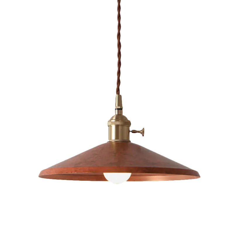 Lampe suspendue rustique en fer avec abat-jour en forme de soucoupe, 1 lumière, pour salle à manger, bleu/rouge/argent, av...