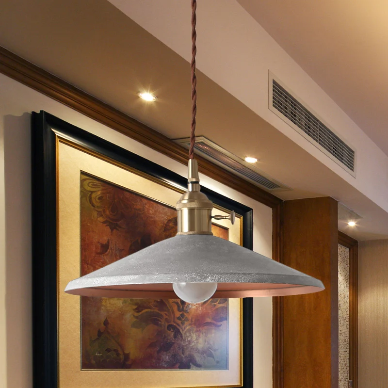 Lampe suspendue rustique en fer avec abat-jour en forme de soucoupe, 1 lumière, pour salle à manger, bleu/rouge/argent, av...