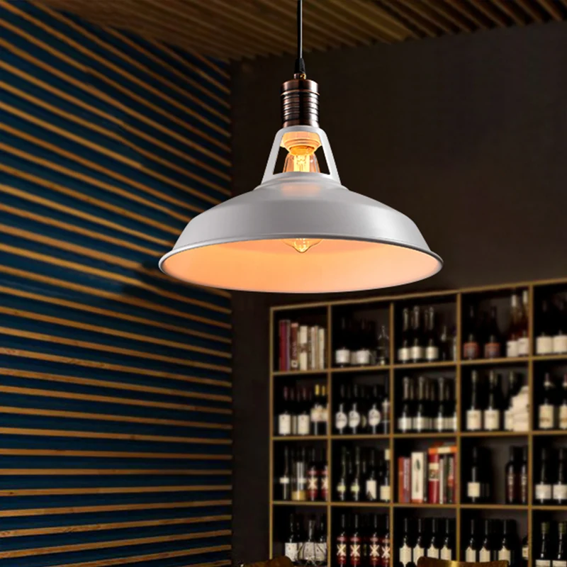 Lampe suspendue de style rétro, 1 ampoule, suspension métallique en noir/blanc, largeur 10,5/12/15 pouces