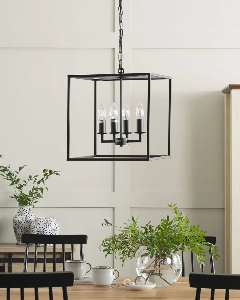 Lampe à suspension 4 lumières métal noir WANCHET