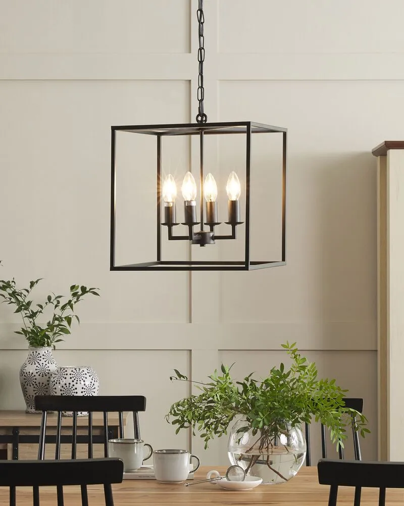 Lampe à suspension 4 lumières métal noir WANCHET