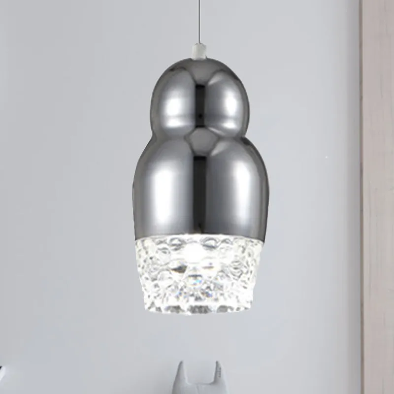 Lampe à suspension en métal à 1/3 têtes avec abat-jour en forme de gourde, luminaire suspendu post-moderne en Chrome/or/or...