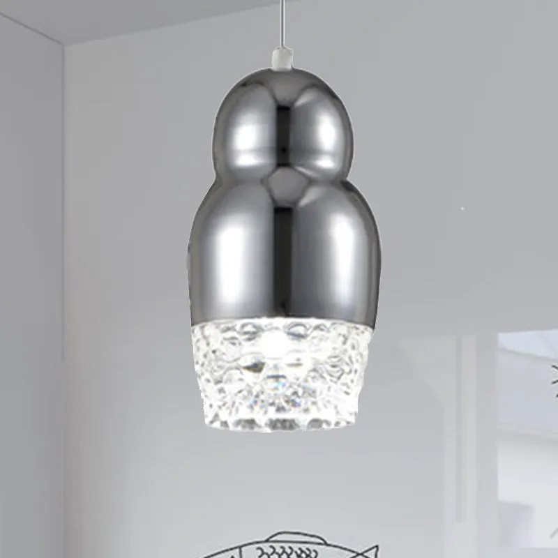 Lampe à suspension en métal à 1/3 têtes avec abat-jour en forme de gourde, luminaire suspendu post-moderne en Chrome/or/or...