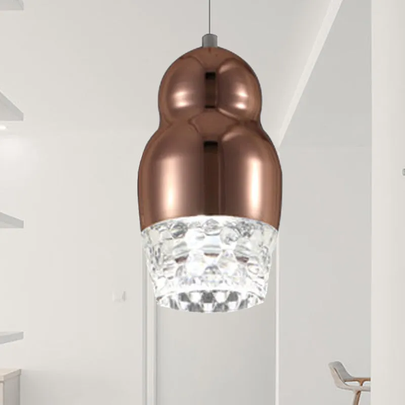 Lampe à suspension en métal à 1/3 têtes avec abat-jour en forme de gourde, luminaire suspendu post-moderne en Chrome/or/or...