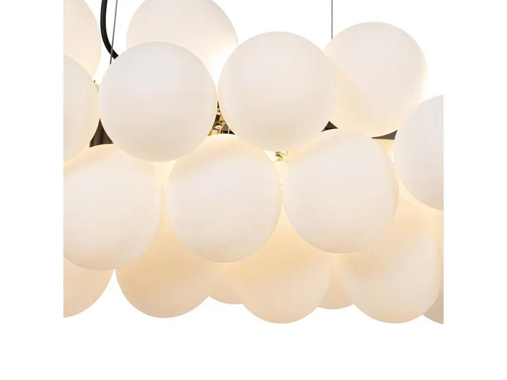 Lampe à suspension noire avec verre opale 8 lumières allongée - Uvas
