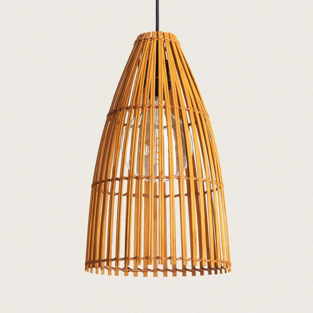 Lampe à suspension Typi en bambou avec éclairage LED intégré