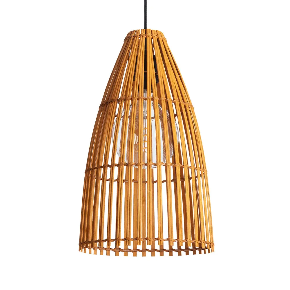 Lampe à suspension Typi en bambou avec éclairage LED intégré