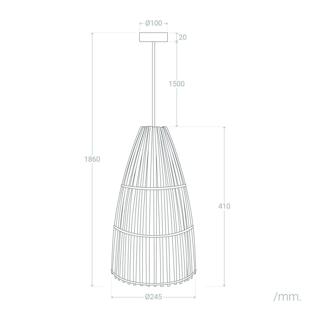 Lampe à suspension Typi en bambou avec éclairage LED intégré